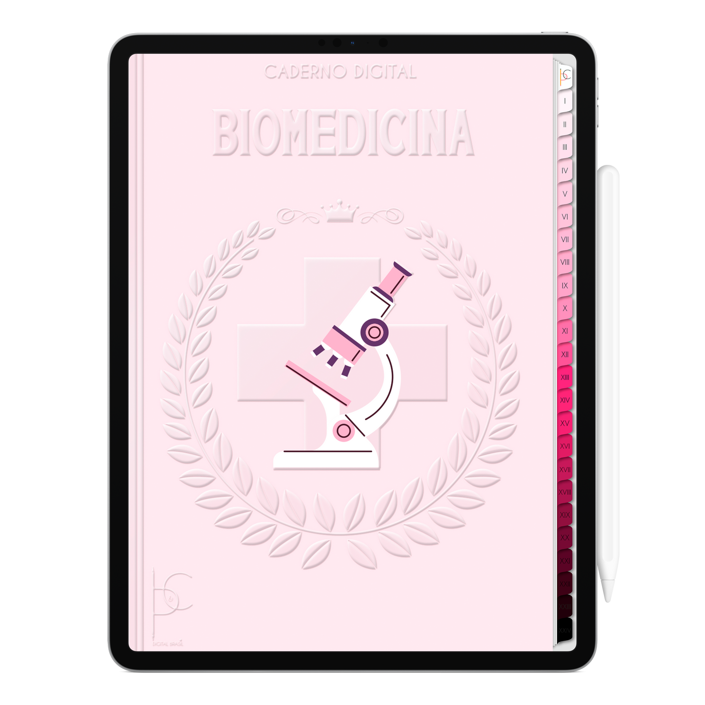 Caderno Digital Blush Biomedicina Plenitude 24 Matérias • Para iPad e Tablet Android • Download instantâneo • Sustentável