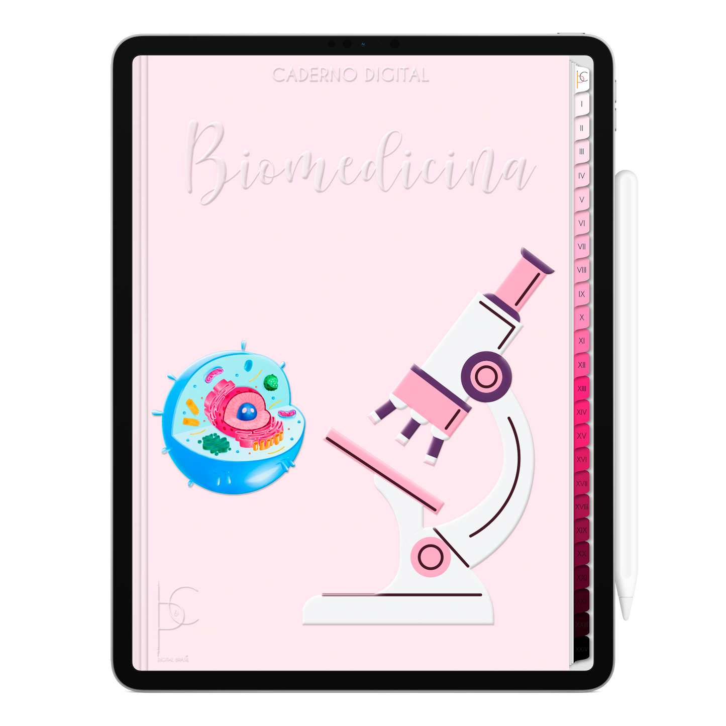 Caderno Digital Blush Biomedicina Vida Miscroscópica 24 Matérias • Para iPad e Tablet Android • Download instantâneo • Sustentável