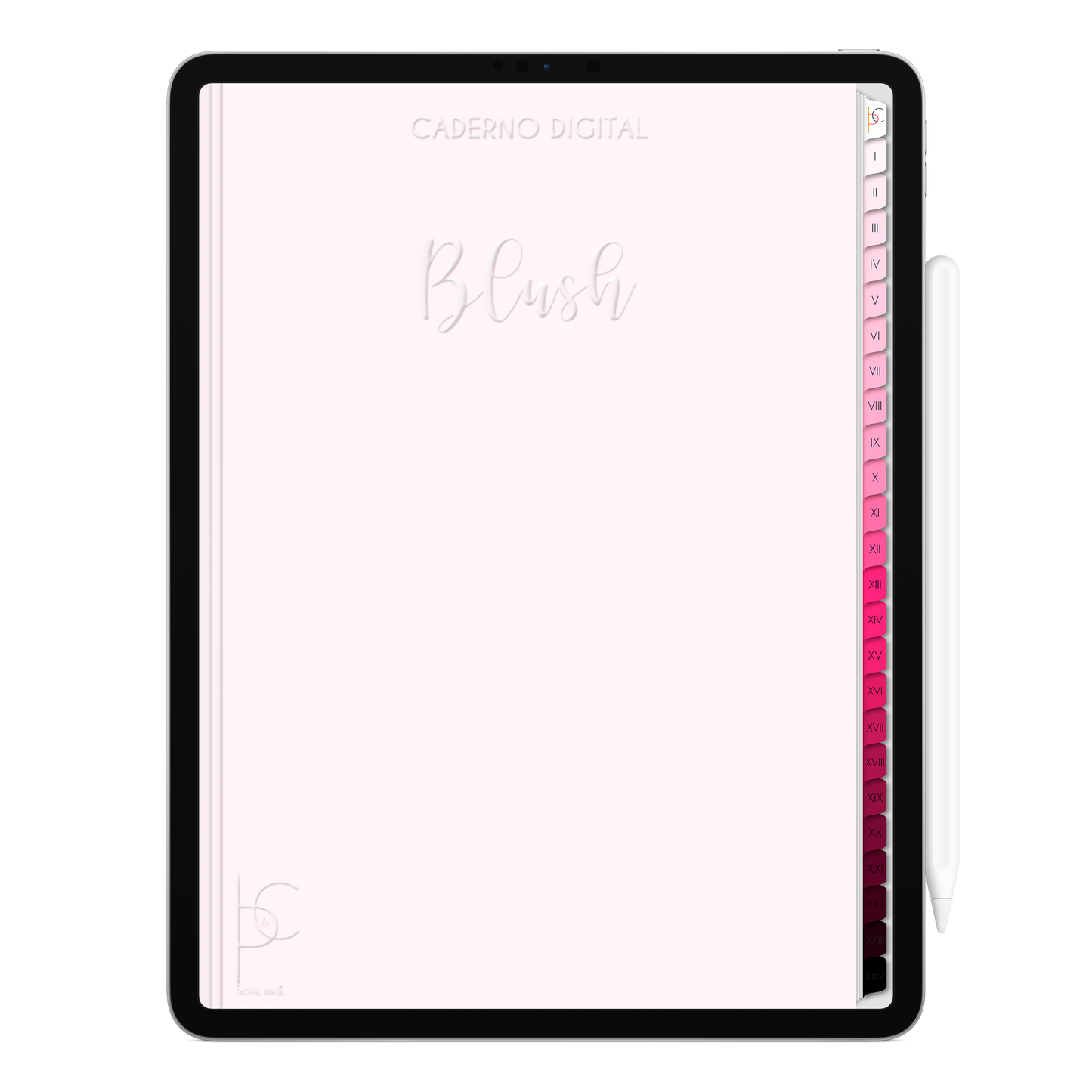 Caderno Digital Blush White Blush 24 Matérias • Para iPad e Tablet Android • Download instantâneo • Sustentável