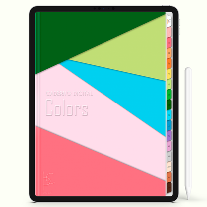 Caderno Digital Colors Lines 16 Matérias • Para iPad e Tablet Android • Download instantâneo • Sustentável