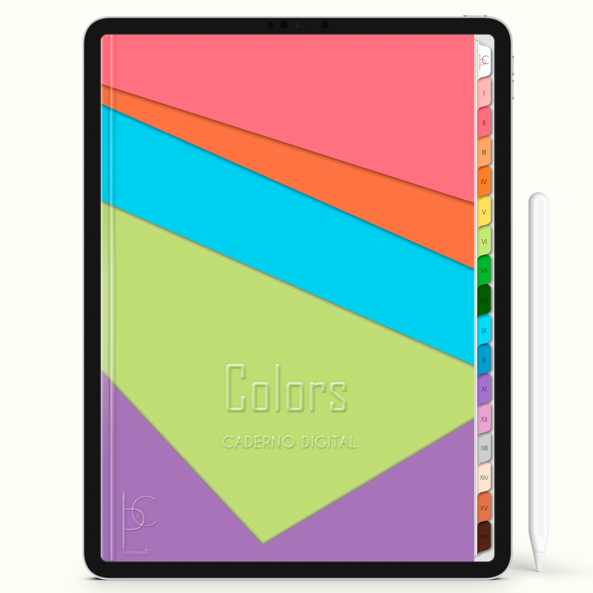 Caderno Digital Colors Note Study 16 Matérias • Para iPad e Tablet Android • Download instantâneo • Sustentável