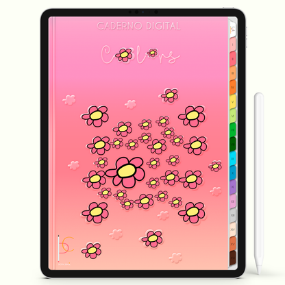 Caderno Digital Colors Rose Garden Studies 16 Matérias • Para iPad e Tablet Android • Download instantâneo • Sustentável