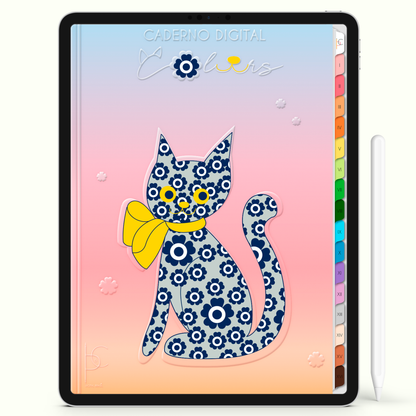 Caderno Digital Colors Bele Gatito 16 Matérias • Para iPad e Tablet Android • Download instantâneo • Sustentável