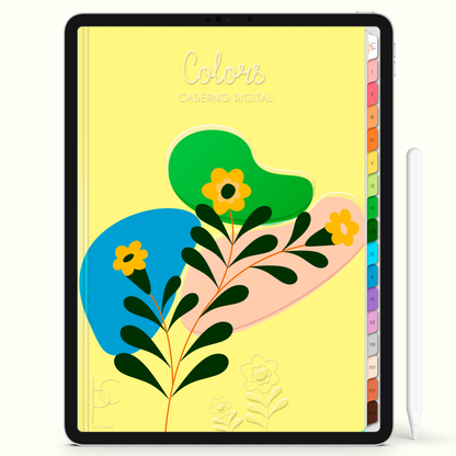 Caderno Digital Colors Beleza das Flores 16 Matérias • Para iPad e Tablet Android • Download instantâneo • Sustentável