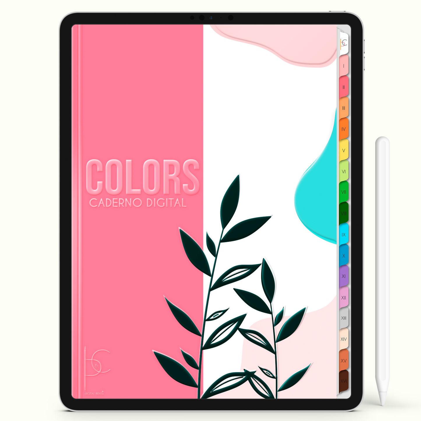 Caderno Digital Colors Estudo Diário 16 Matérias • Para iPad e Tablet Android • Download instantâneo • Sustentável