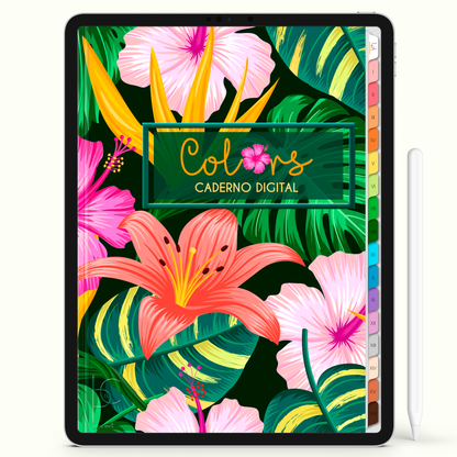 Caderno Digital Colors Estudos do Ano 16 Matérias • Para iPad e Tablet Android • Download instantâneo • Sustentável