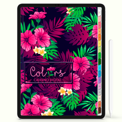 Caderno Digital Colors Estudos e Floral 16 Matérias • Para iPad e Tablet Android • Download instantâneo • Sustentável
