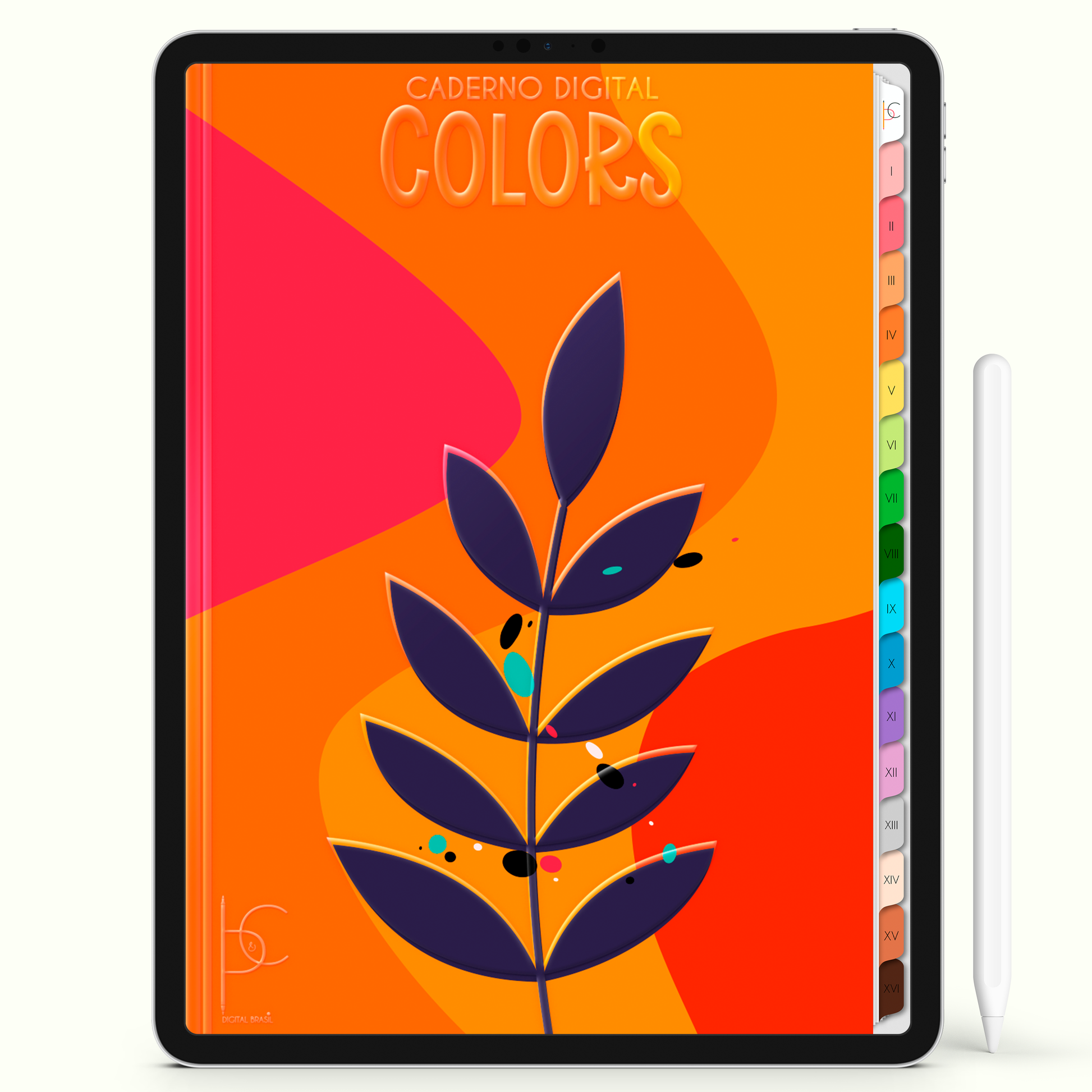 Caderno Digital Colors Anotações Verão Tropical 16 Matérias • Para iPad e Tablet Android • Download instantâneo • Sustentável