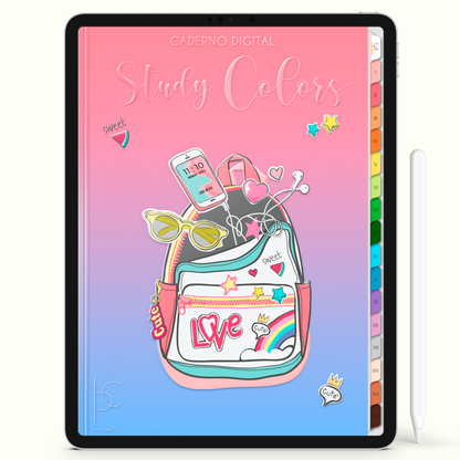 Caderno Digital Colors Vida em Arco-Íris 16 Matérias • Para iPad e Tablet Android • Download instantâneo • Sustentável