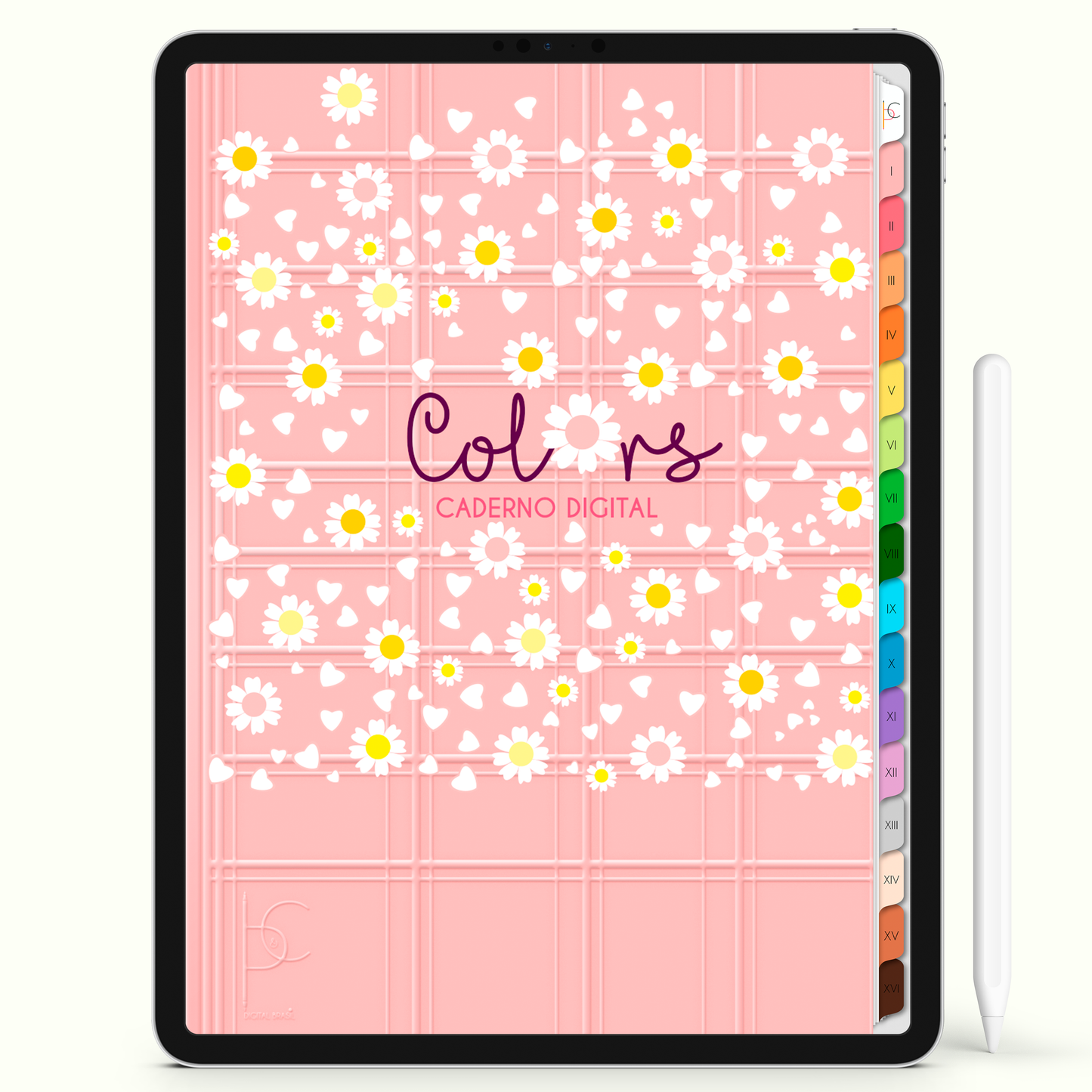 Caderno Digital Colors  Pink Love Study 16 Matérias • Para iPad e Tablet Android • Download instantâneo • Sustentável