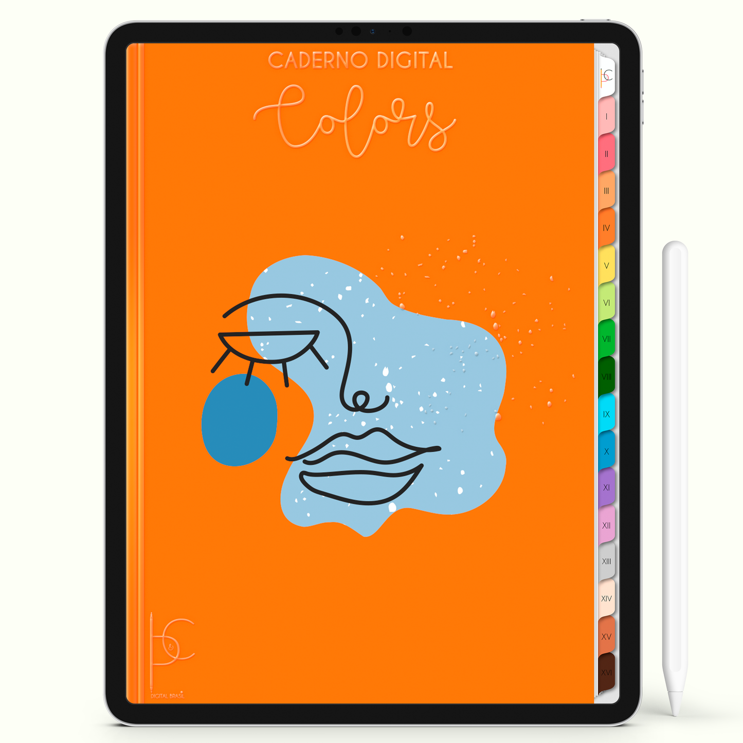 Caderno Digital Colors Study Face To Face 16 Matérias • Para iPad e Tablet Android • Download instantâneo • Sustentável