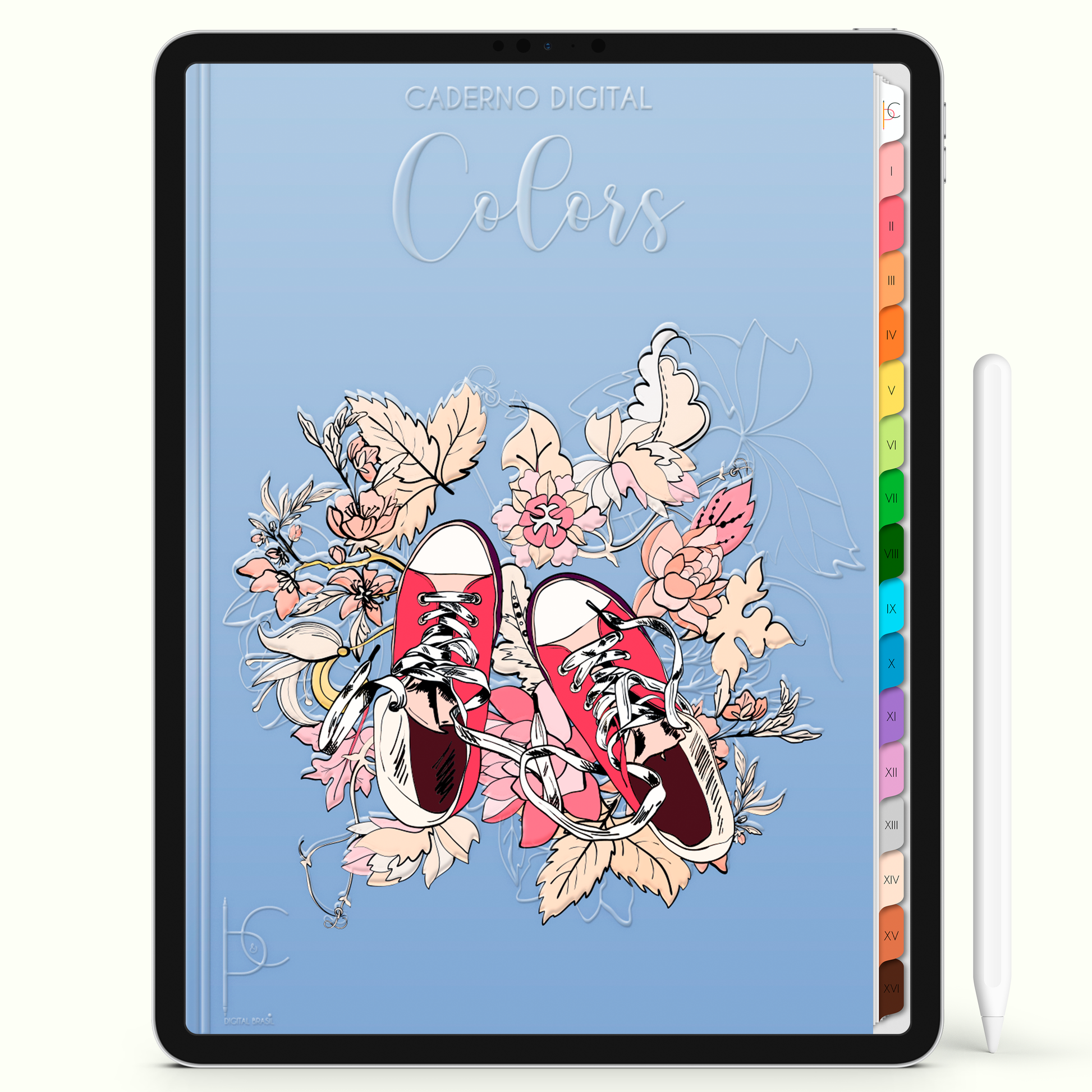 Caderno Digital Entre Flores e Estudos 16 Matérias • Para iPad e Tablet Android • Download instantâneo • Sustentável