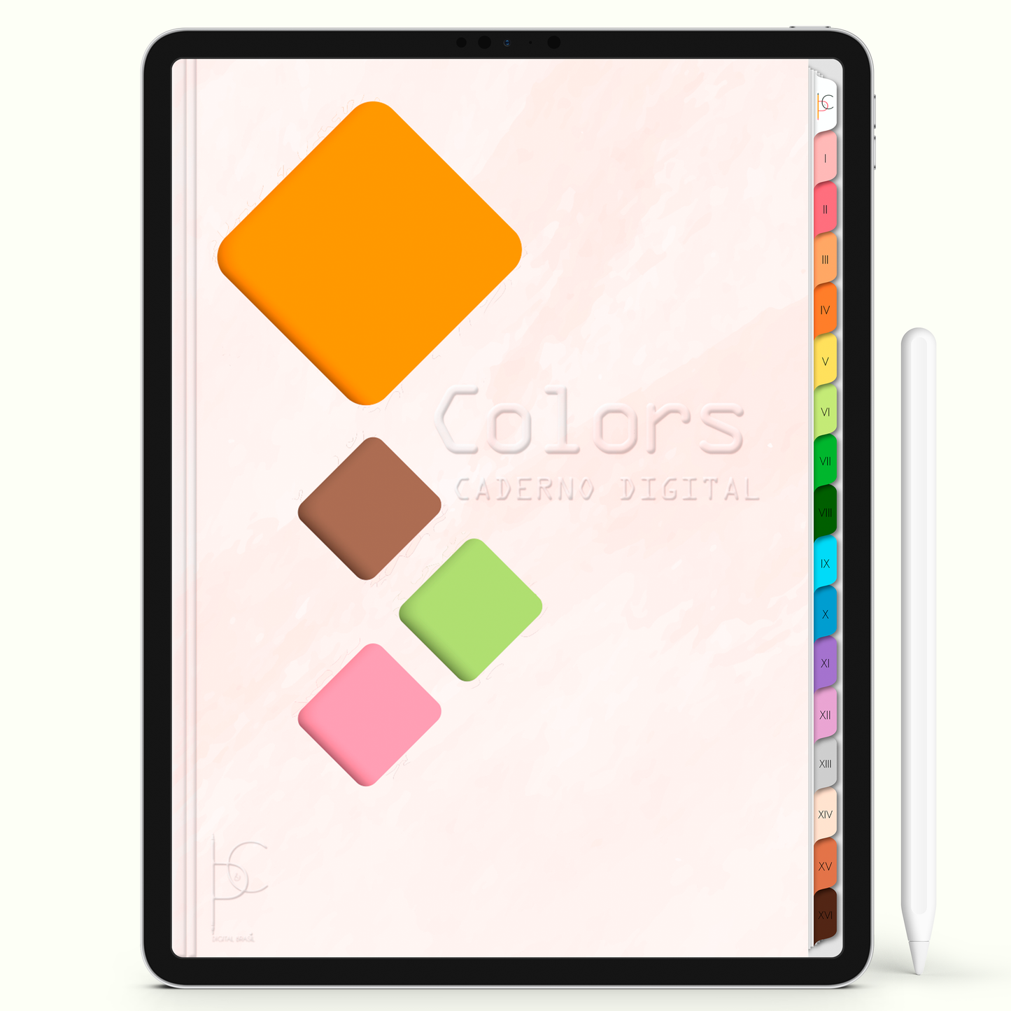 Caderno Digital Colors Colorindo 16 Matérias • Para iPad e Tablet Android • Download instantâneo • Sustentável