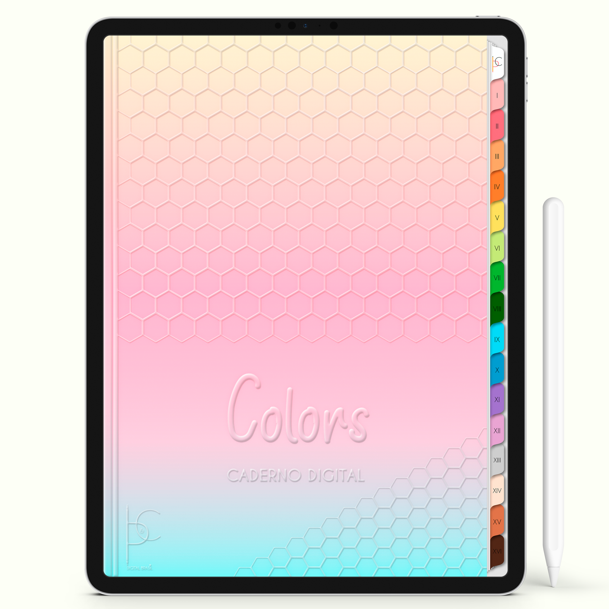 Caderno Digital Colors Dolce 16 Matérias • Para iPad e Tablet Android • Download instantâneo • Sustentável
