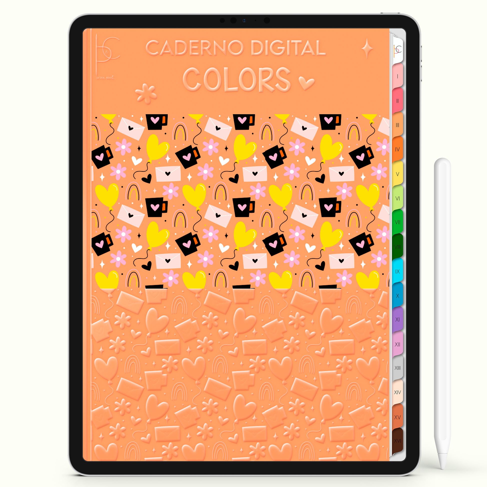 Caderno Digital Colors Coffee 16 Matérias • Para iPad e Tablet Android • Download instantâneo • Sustentável