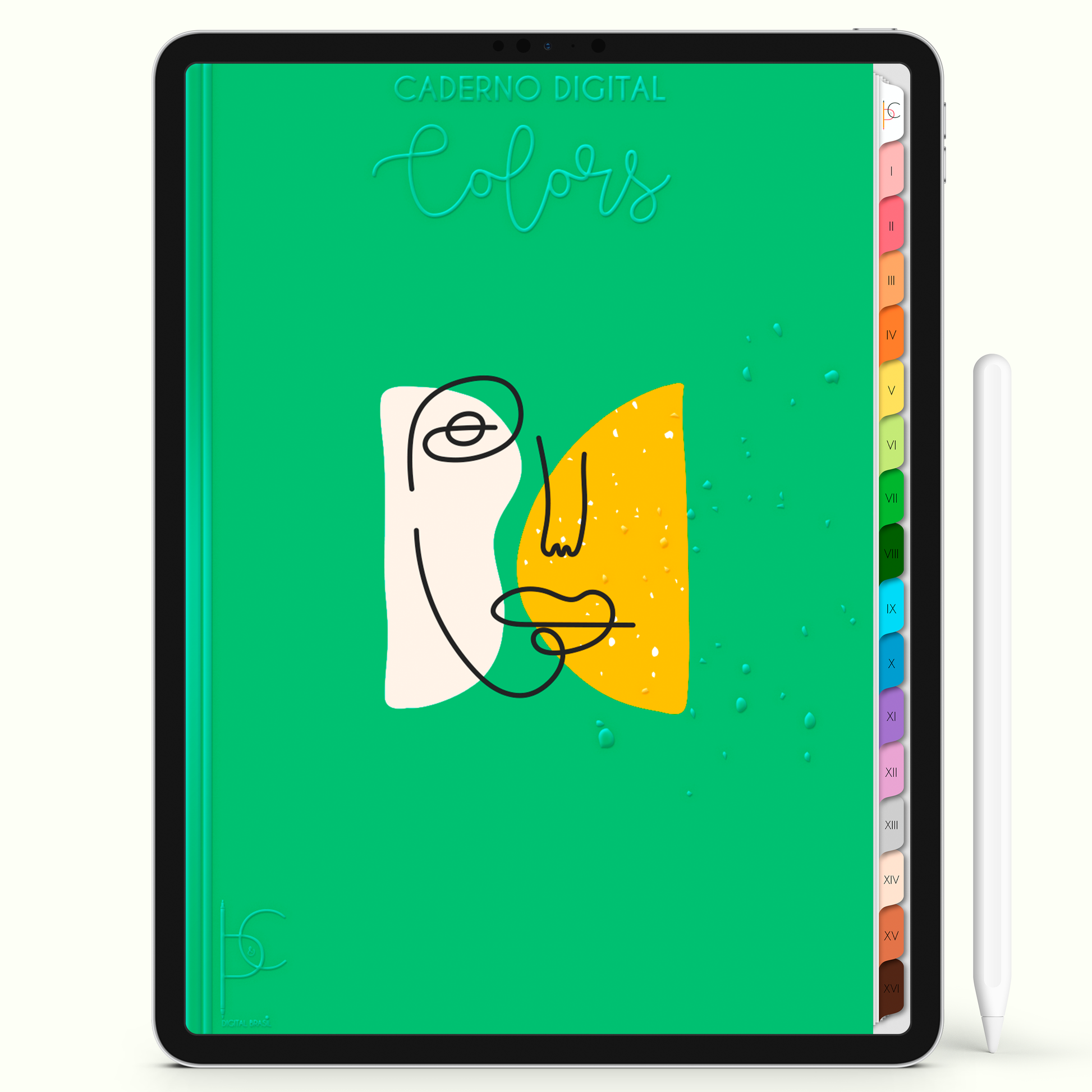 Caderno Digital Colors Shapes Studies 16 Matérias • Para iPad e Tablet Android • Download instantâneo • Sustentável