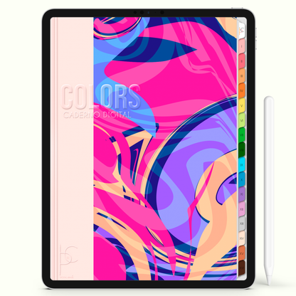 Caderno Digital Colors 16 Matérias - Capa iPad e Tablet Android. Cadernos & Planner Digital Brasil