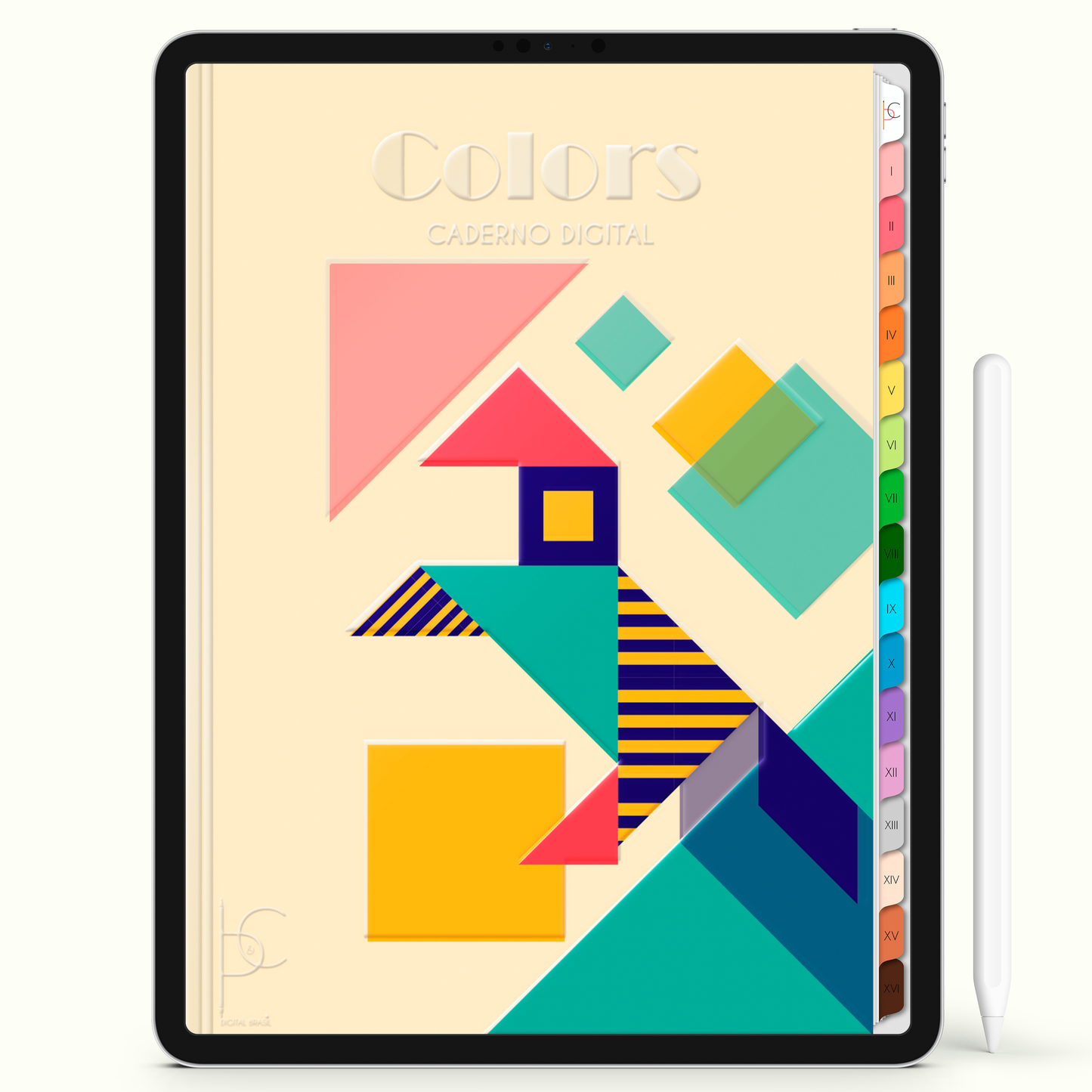 Caderno Digital Colors Study Geometric Notes 16 Matérias • Para iPad e Tablet Android • Download instantâneo • Sustentável