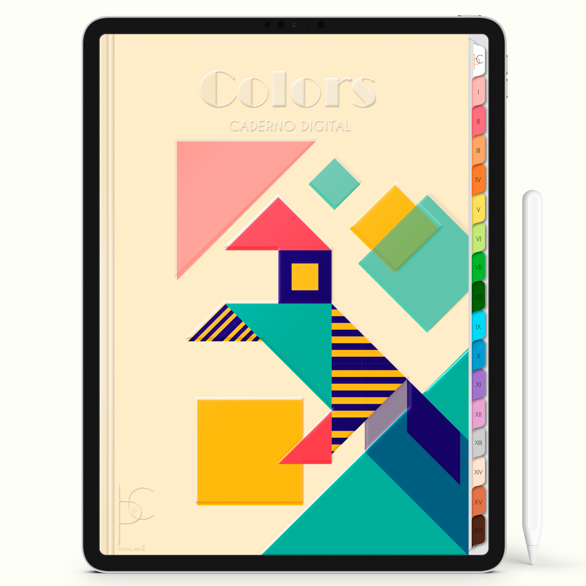 Caderno Digital Colors Study Geometric Notes 16 Matérias • Para iPad e Tablet Android • Download instantâneo • Sustentável