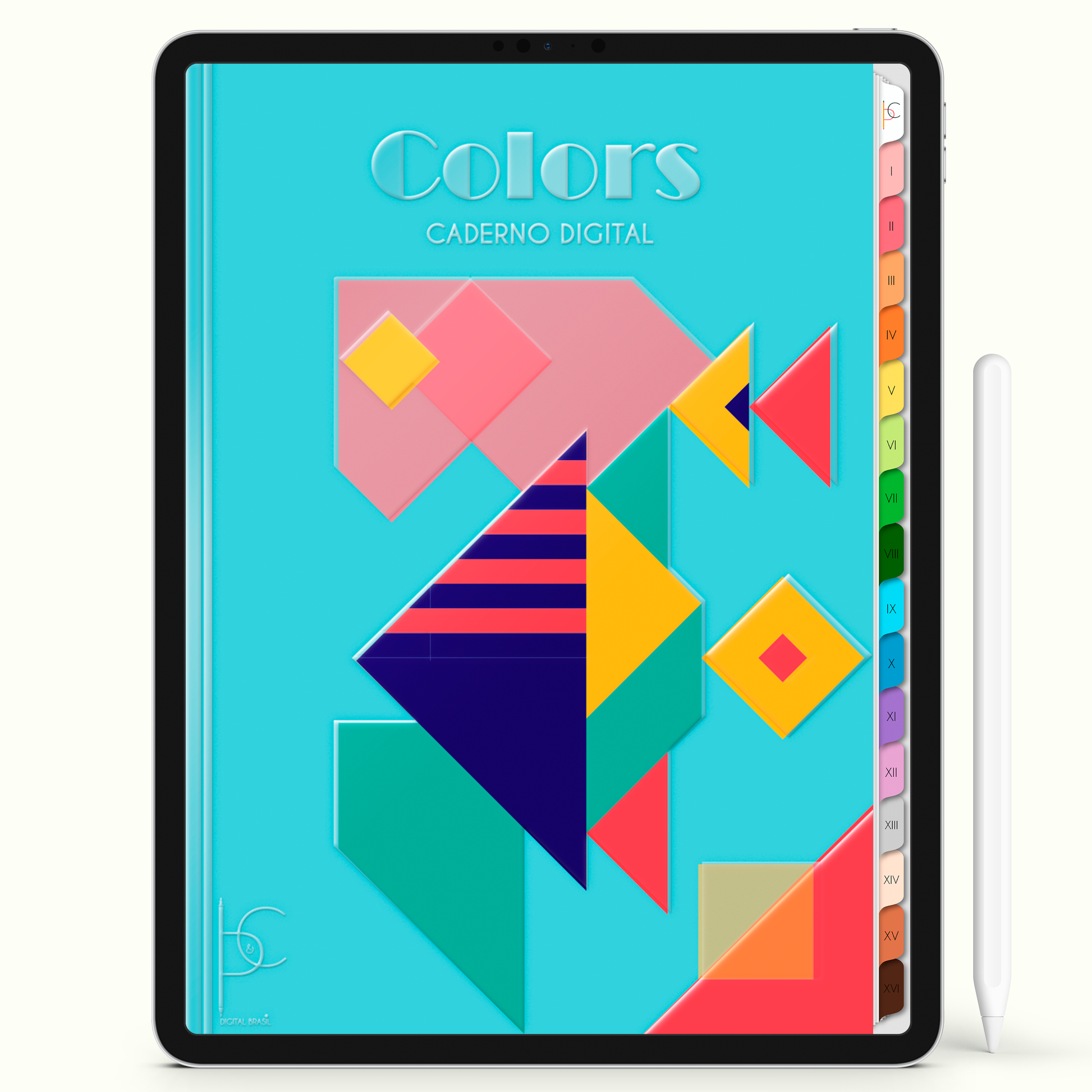 Caderno Digital Colors Geometric Study 16 Matérias • Para iPad e Tablet Android • Download instantâneo • Sustentável