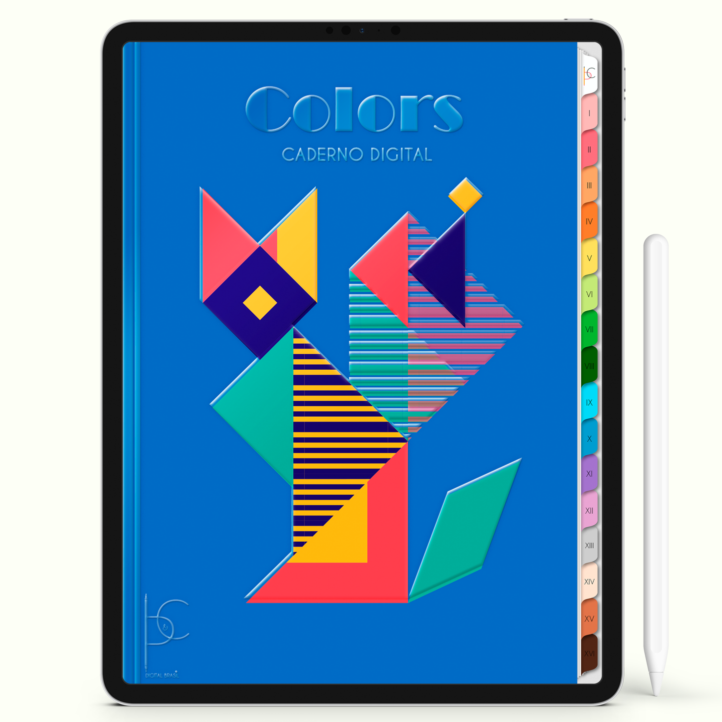 Caderno Digital Colors Notes Geometric 16 Matérias • Para iPad e Tablet Android • Download instantâneo • Sustentável