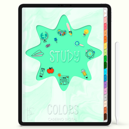 Caderno Digital Colors Study Day 16 Matérias • Para iPad e Tablet Android • Download instantâneo • Sustentável