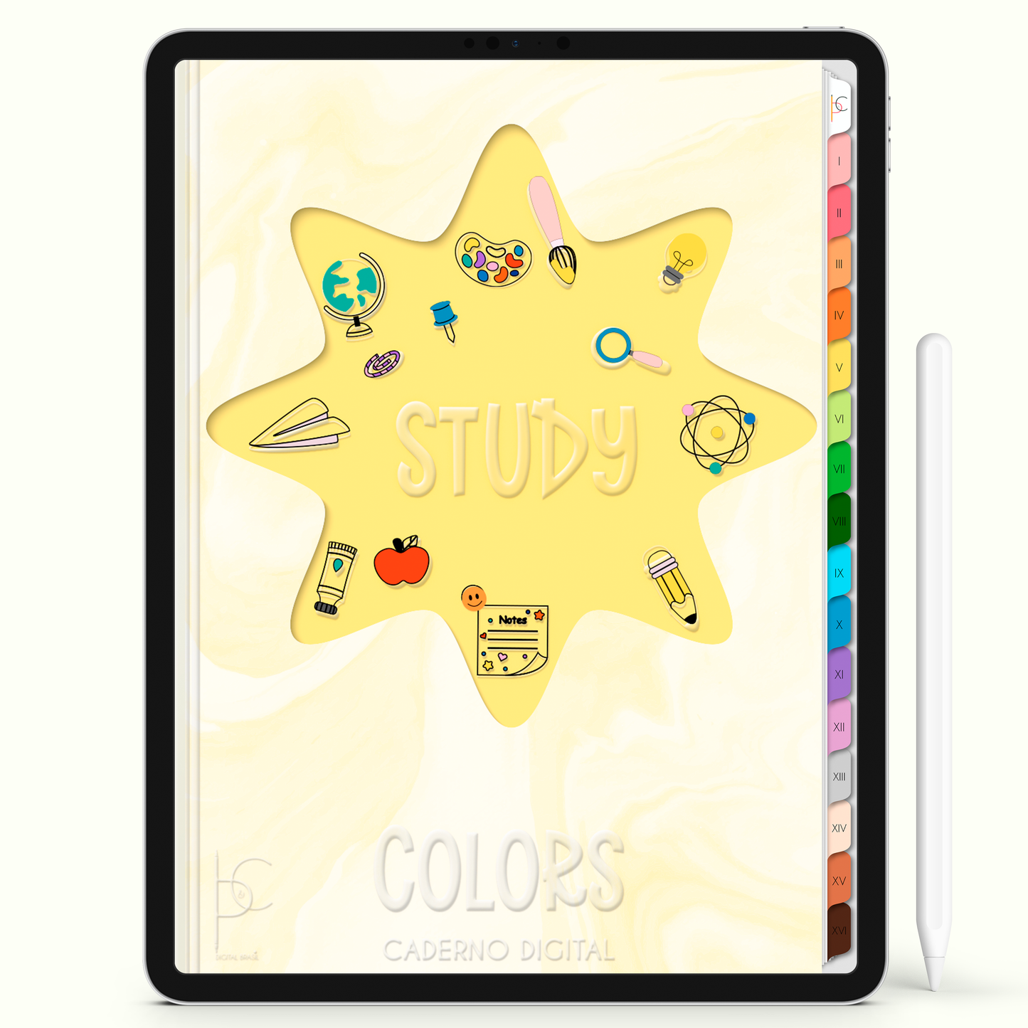 Caderno Digital Colors Study Notes Day 16 Matérias • Para iPad e Tablet Android • Download instantâneo • Sustentável