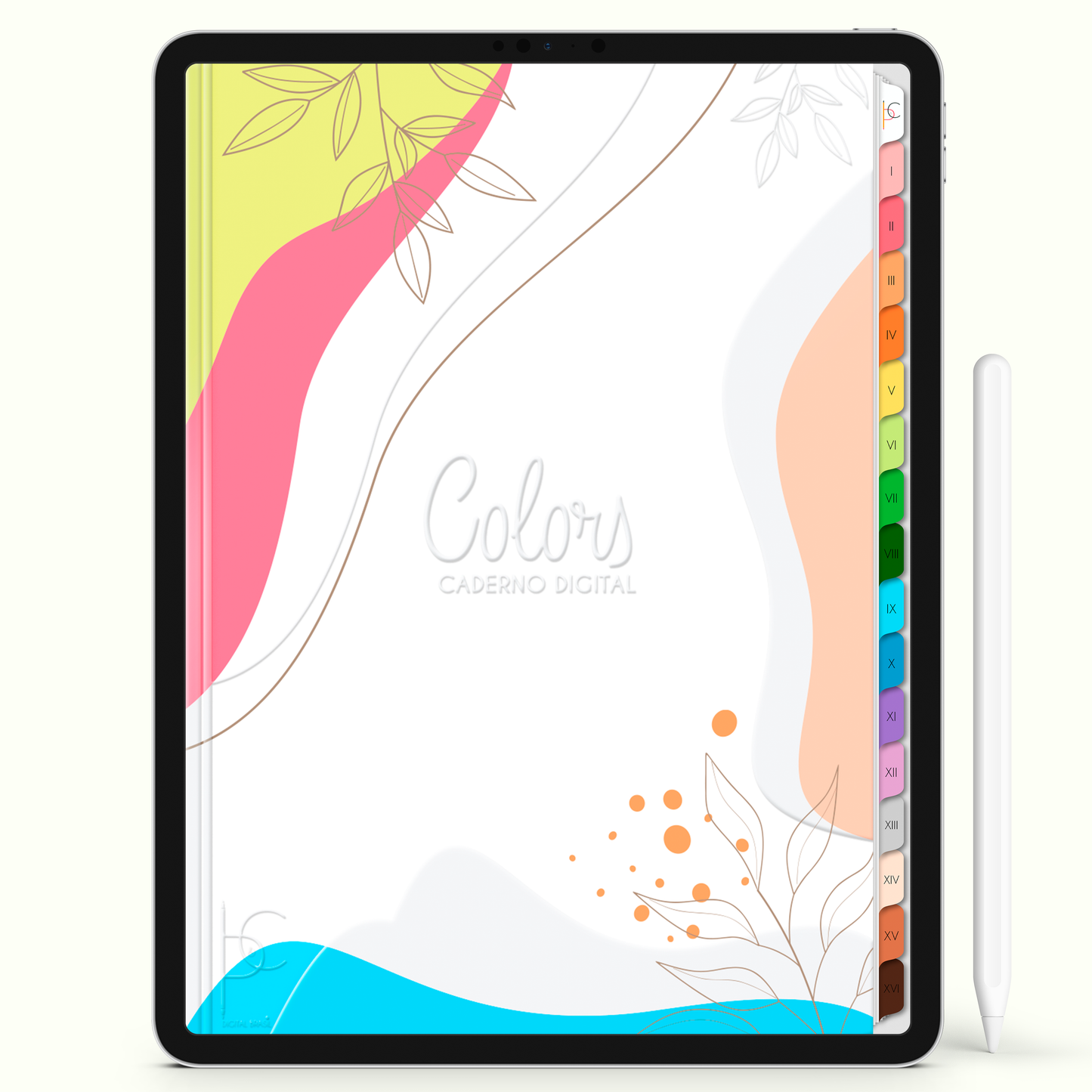 Caderno Digital Colors Nature Bela 16 Matérias • Para iPad e Tablet Android • Download instantâneo • Sustentável