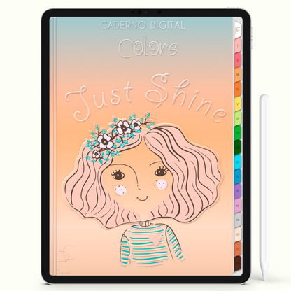 Caderno Digital Colors Just Shine 16 Matérias • Para iPad e Tablet Android • Download instantâneo • Sustentável