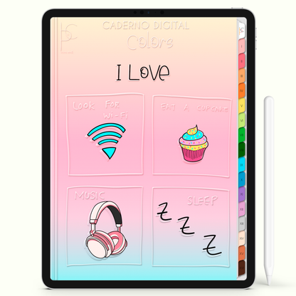 Caderno Digital Colors Study Eu Amo Tudo Isso 16 Matérias • Para iPad e Tablet Android • Download instantâneo • Sustentável