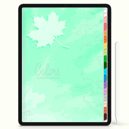 Caderno Digital Colors Study Green 16 Matérias • Para iPad e Tablet Android • Download instantâneo • Sustentável