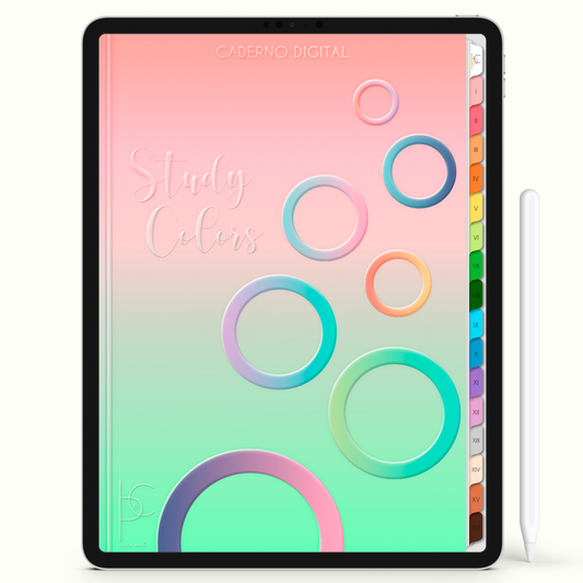 Caderno Digital Colors Escrever Colorir Rabiscar 16 Matérias • Para iPad e Tablet Android • Download instantâneo • Sustentável