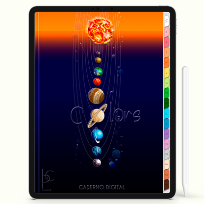 Caderno Digital Colors Amor pelo Sistema Solar 16 Matérias • Para iPad e Tablet Android • Download instantâneo • Sustentável
