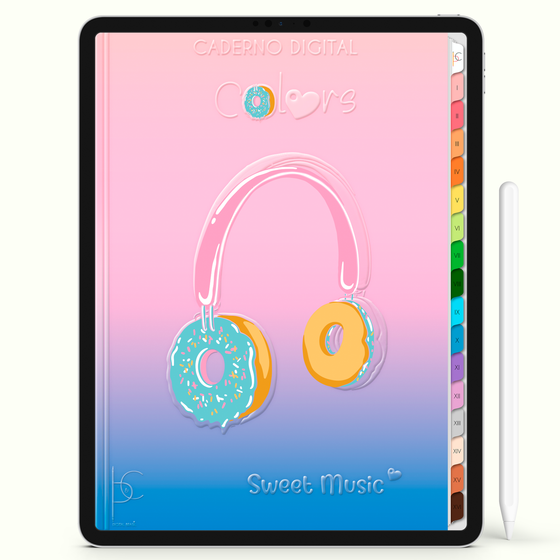 Caderno Digital Colors Estudos e Músicas 16 Matérias • Para iPad e Tablet Android • Download instantâneo • Sustentável