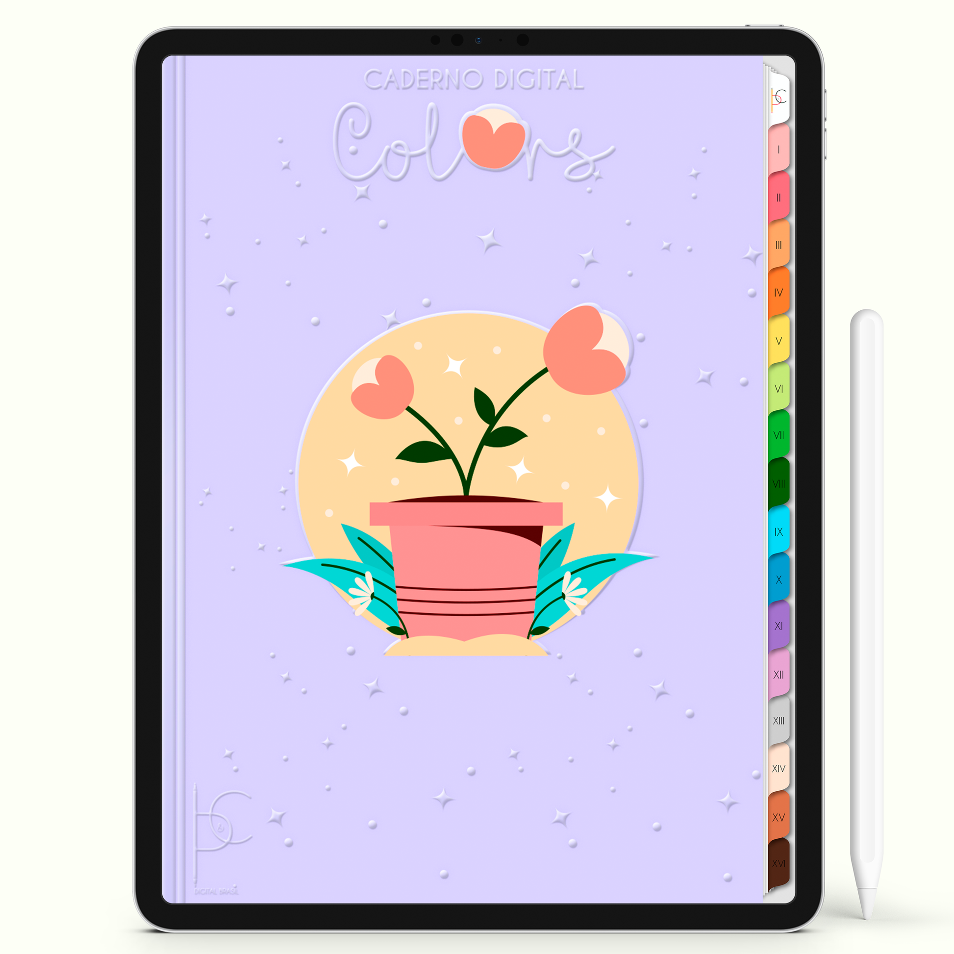 Caderno Digital Colors Guia de Estudos 16 Matérias • Para iPad e Tablet Android • Download instantâneo • Sustentável