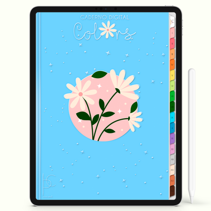 Caderno Digital Colors Blue Study 16 Matérias • Para iPad e Tablet Android • Download instantâneo • Sustentável