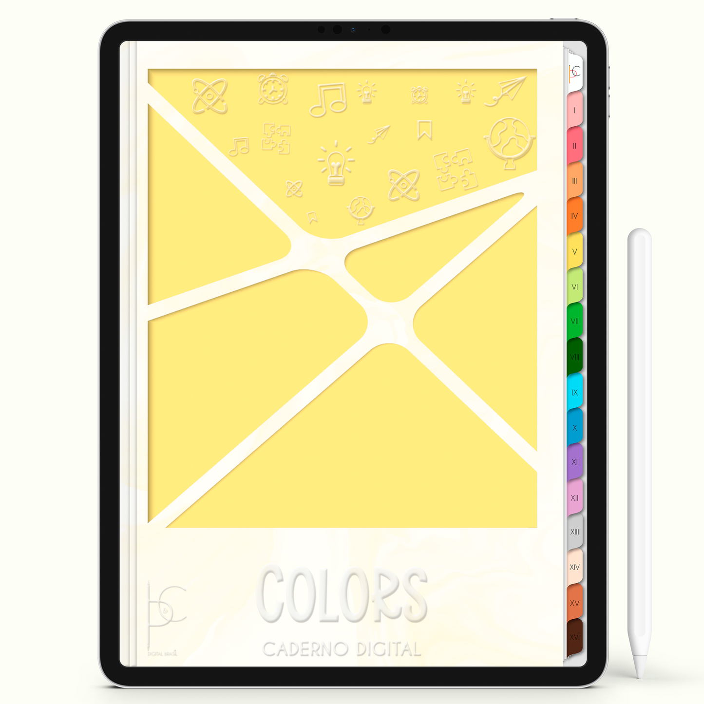 Caderno Digital Colors Diário de Estudos Yellow 16 Matérias • Para iPad e Tablet Android • Download instantâneo • Sustentável
