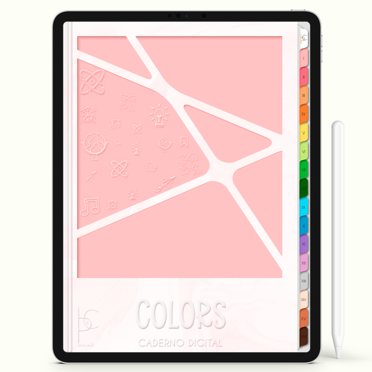 Caderno Digital Colors Rotina de Estudos 16 Matérias • Para iPad e Tablet Android • Download instantâneo • Sustentável