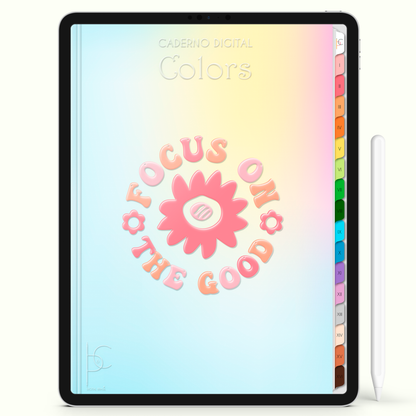 Caderno Digital Colors Focus On The Good 16 Matérias • Para iPad e Tablet Android • Download instantâneo • Sustentável