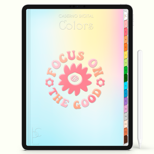 Caderno Digital Colors Focus On The Good 16 Matérias • Para iPad e Tablet Android • Download instantâneo • Sustentável