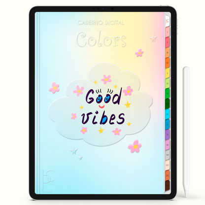Caderno Digital Colors Good Vibes Study 16 Matérias • Para iPad e Tablet Android • Download instantâneo • Sustentável