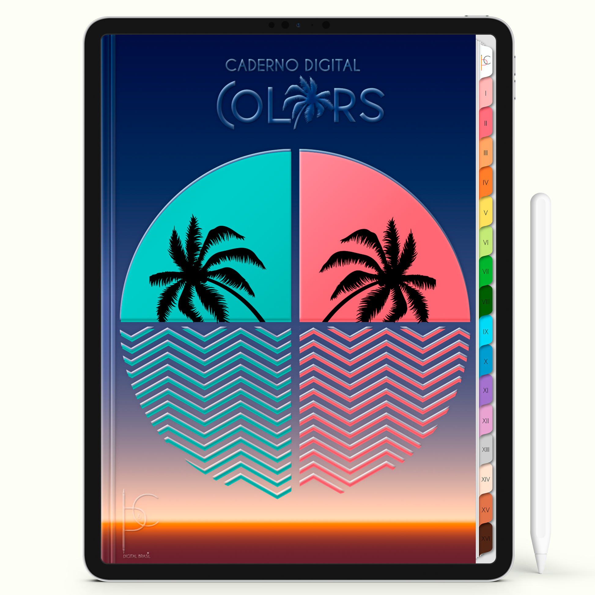 Caderno Digital Colors Colorful 16 Matérias • Para iPad e Tablet Android • Download instantâneo • Sustentável