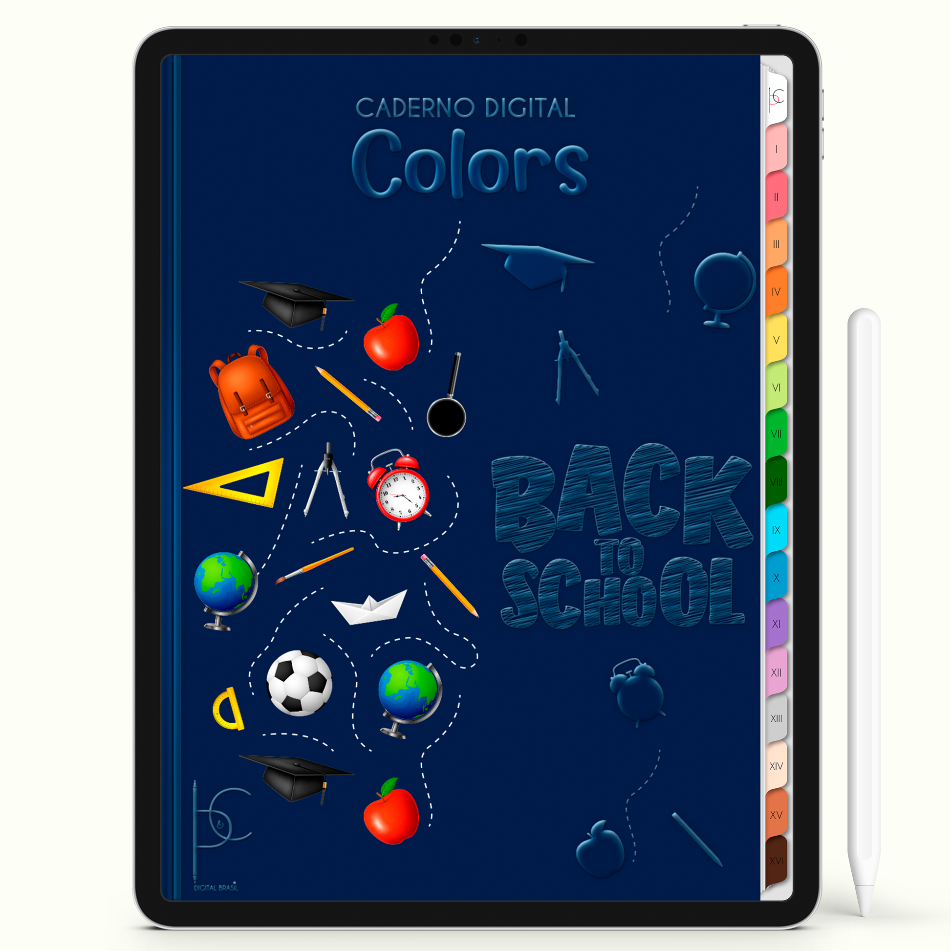 Caderno Digital Colors Study Mode On 16 Matérias • Para iPad e Tablet Android • Download instantâneo • Sustentável