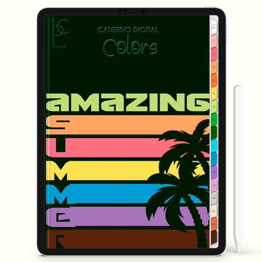 Caderno Digital Colors Summer 16 Matérias • iPad Tablet Android • Download instantâneo • Sustentável