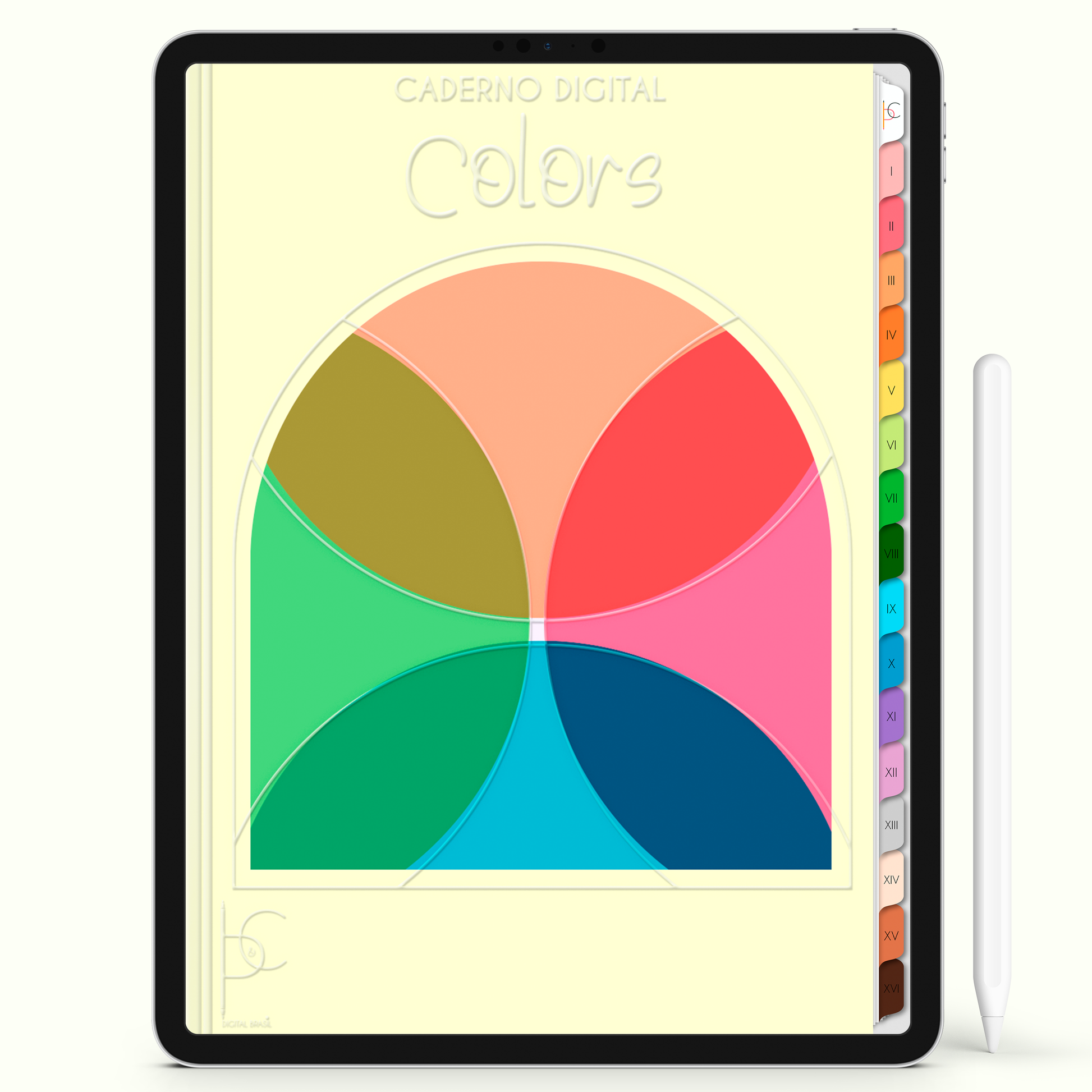 Caderno Digital Colors Vidrilhos 16 Matérias • Para iPad e Tablet Android • Download instantâneo • Sustentável