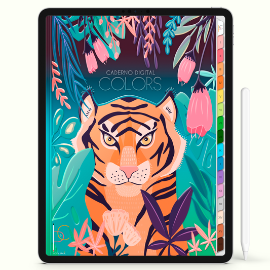 Caderno Digital Study Notes Tiger Colors 16 Matérias • Para iPad e Tablet Android • Download instantâneo • Sustentável