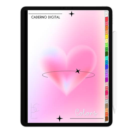 Caderno Digital Colors 24 Matérias Amor Próprio • Para iPad e Tablet Android • Download instantâneo