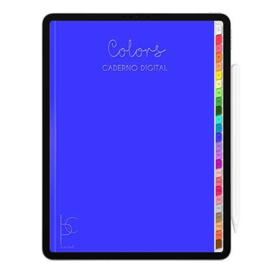 Caderno Digital Colors 24 Matérias Blue Plain • Para iPad e Tablet Android • Download instantâneo