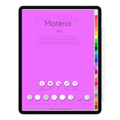 Caderno Digital Colors 24 Matérias Plain Yellow • Para iPad e Tablet Android • Download instantâneo