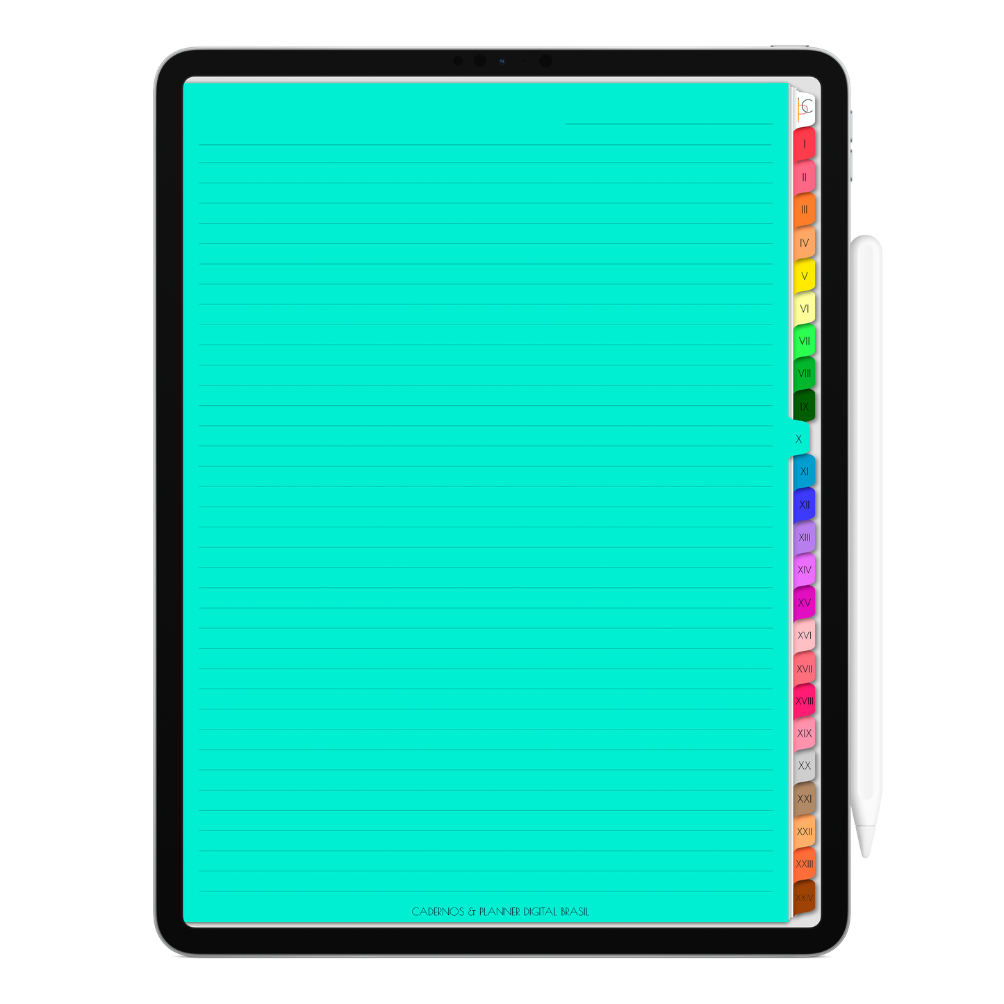 Caderno Digital Colors 24 Matérias Ondas em Vibração • Para iPad e Tablet Android • Download instantâneo